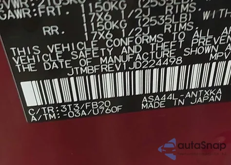 2018 Toyota Rav4 Le from USA, damaged, VIN JTMBFREV1JD224498